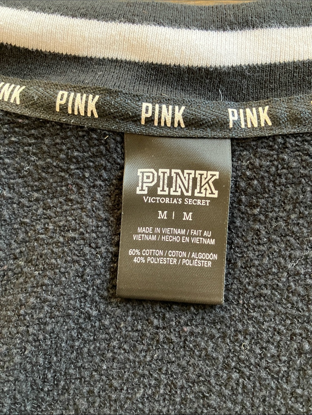 Victoria's Secret PINK Black Pullover with White Trim - Picture 2 of 2